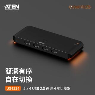 【ATEN】2 x 4 USB 2.0 週邊分享切換器 (US4224)