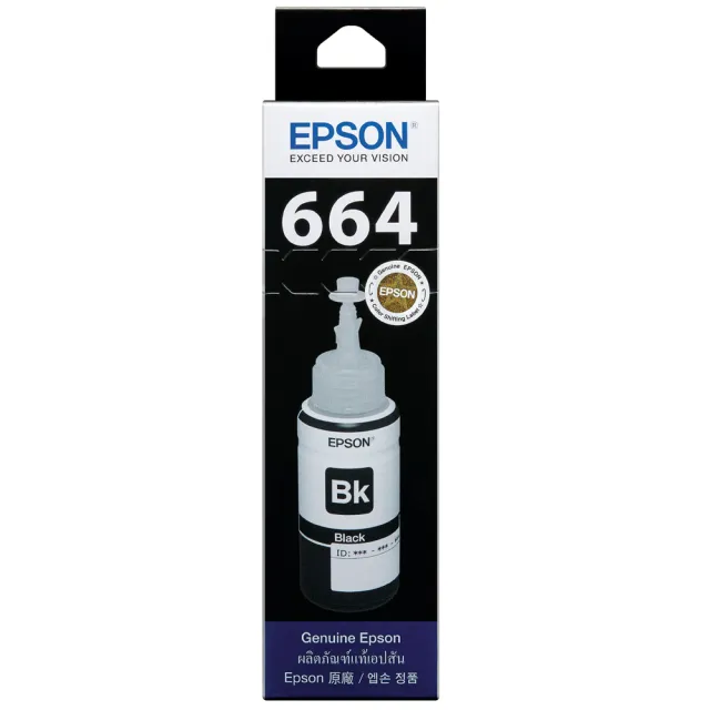 【EPSON】官方直營 664 黑色墨水瓶 70ml(T664100)(L121/L1300)