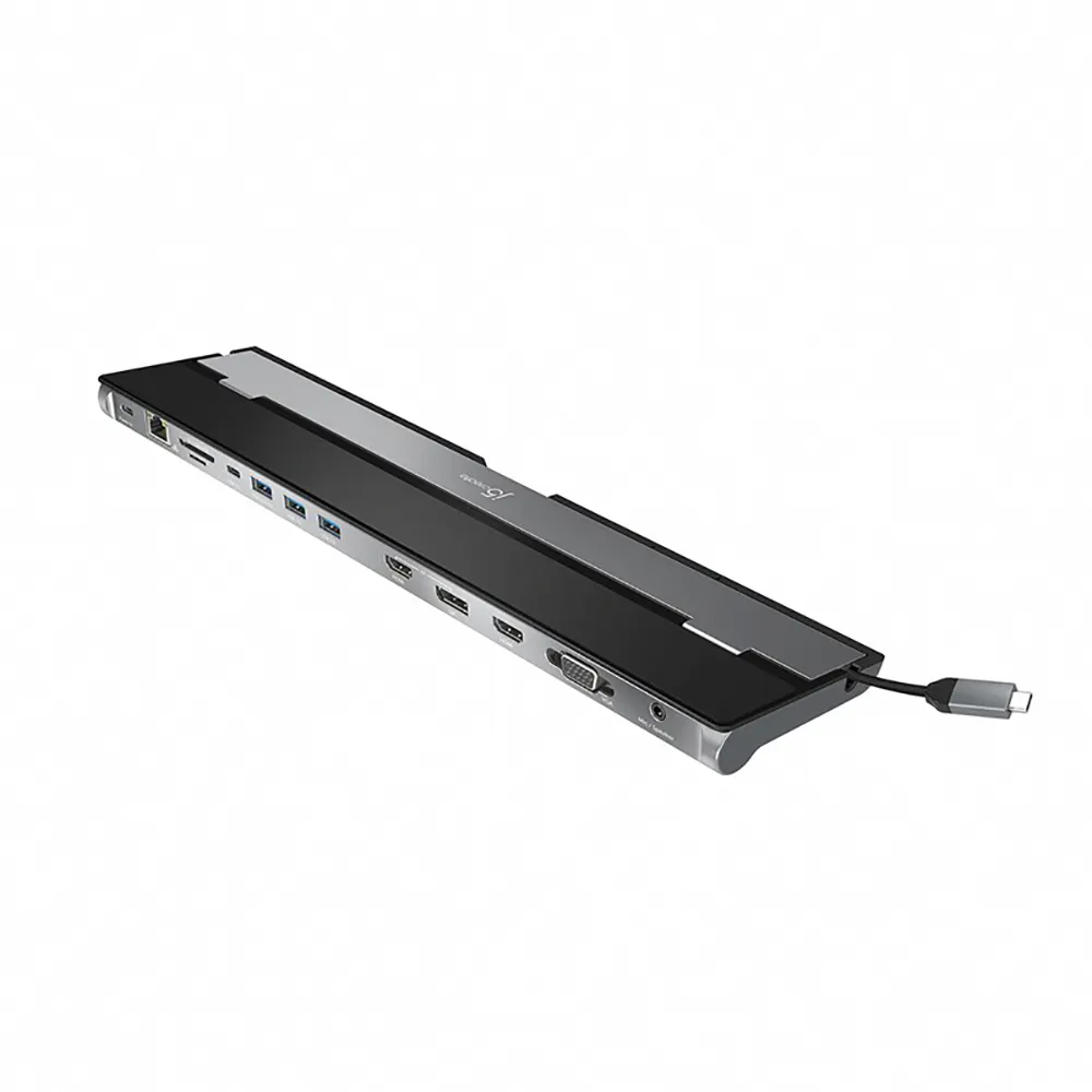 【j5create 凱捷】USB3.1 Type-C 13合1充電傳輸3螢幕顯示多功能集線器-JCD543