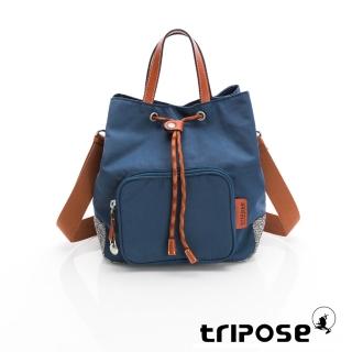 【tripose】漫遊系列巖紋手提斜背水桶包(水墨藍)