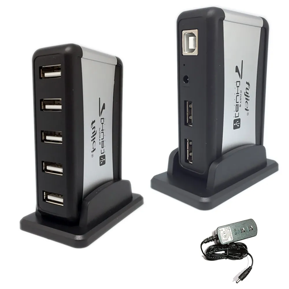【Fujiei】擴充高手7 Port 直立式 USB HUB(附台灣製2A變壓器)