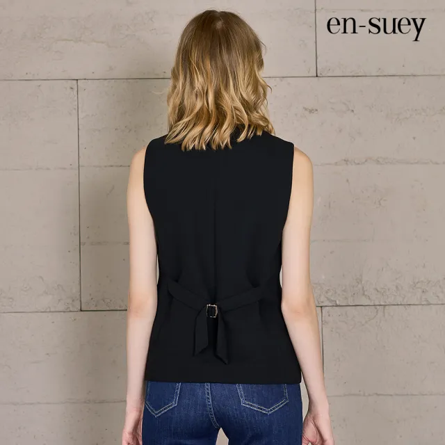 【en-suey 銀穗】EU都會感對稱袋蓋背心外套-女