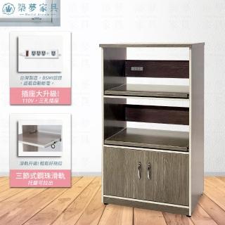【Build dream 築夢傢俱】防水塑鋼傢俱 2.2尺 新色 開門兩拉盤 塑鋼電器櫃 (附插座)