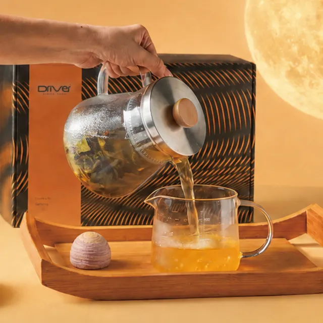 【Driver】中秋禮盒-茶聚滿福泡茶壺組(茶具 茶器 泡茶壺 耐熱玻璃壺 冷泡茶 茶壺茶杯組 送禮推薦 禮物)