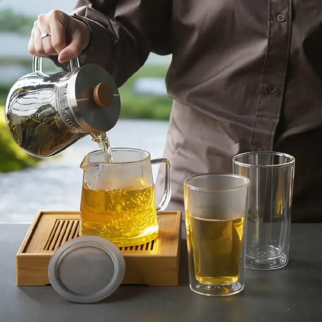 【Driver】圓滿福氣兩用泡茶壺組(泡茶壺 茶具 茶器 茶杯 玻璃壺 雙層玻璃杯 茶壺茶杯組 送禮推薦)