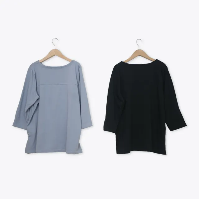 【MOSS CLUB】兔印花七分袖T恤 藍 黑(魅力商品)