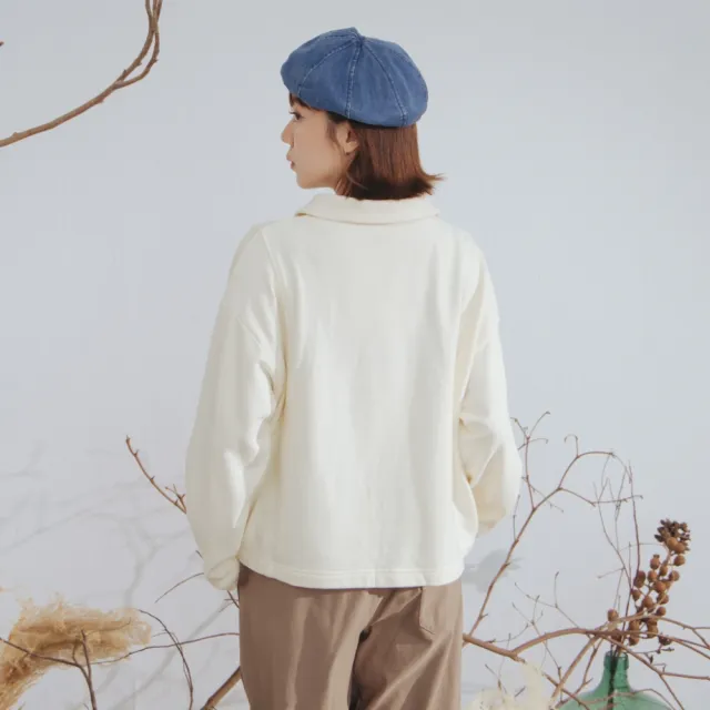 【MOSS CLUB】落肩翻領長袖上衣 米 桔