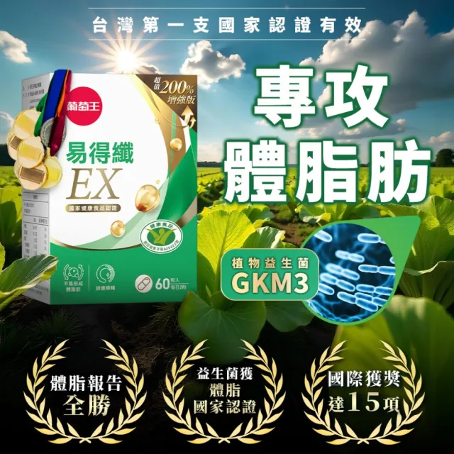 即期品【葡萄王】易得纖EX益生菌膠囊 60粒x4盒 共240粒(不易形成體脂肪 益生菌膠囊)