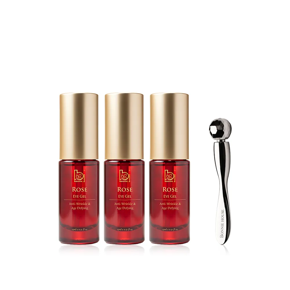 【Bonnie House 植享家】玫瑰馥活逆齡修護眼精萃15ml*3+亮眼精粹雙效滾珠棒*1