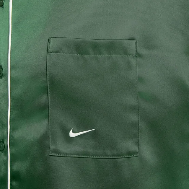 【NIKE 耐吉】長袖上衣 女 襯衫 寬鬆 緞面 AS W NSW OFFLN WVN STN LS TOP 綠 IM0576-323