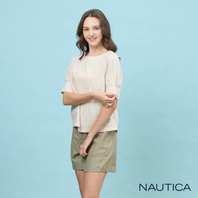 【NAUTICA】官方旗艦 女裝 都會風知性五分袖上衣-米色