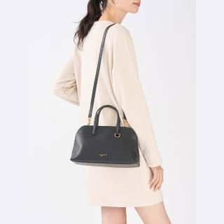 【agnes b.】Voyage 皮革 D型環兩用手提包 黑色