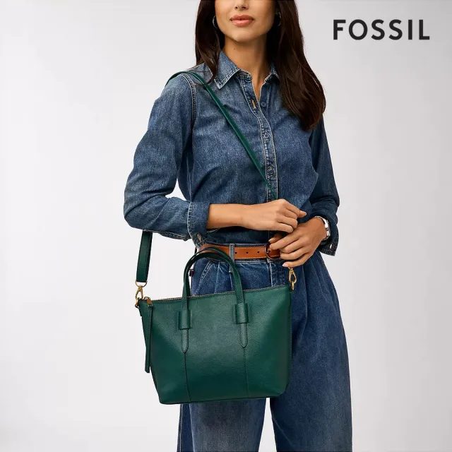 【FOSSIL】Skylar 真皮質感兩用水餃包 (多色任選)