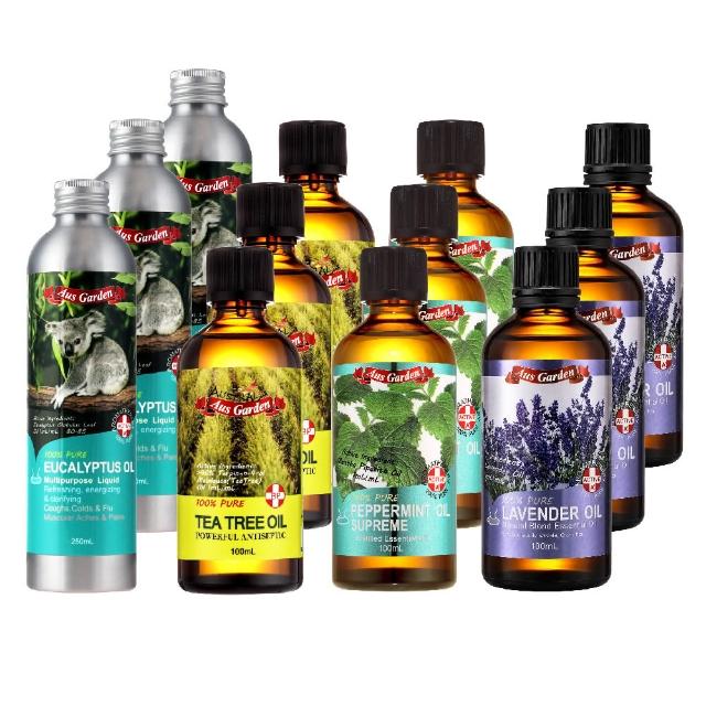【澳維花園】大容量精油3入(尤加利250mlX3/薰衣草/薄荷/茶樹100mlX3/任選)