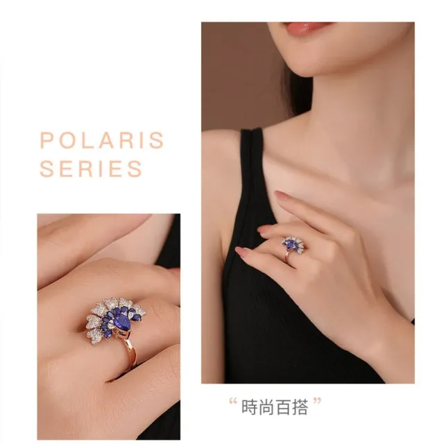 月輝珠寶 頂級培育藍寶石 18K玫瑰金項鍊 培育鑽石密鑲點綴 羽翼設計 舞蝶系列 雙戴戒指 可拆卸吊墜