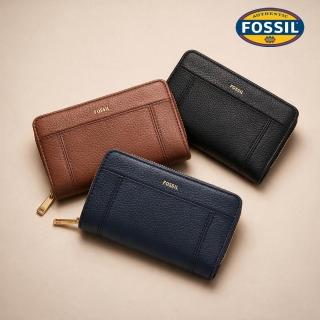【FOSSIL】Jori 多功能真皮拉鍊中長夾 (多色可選)