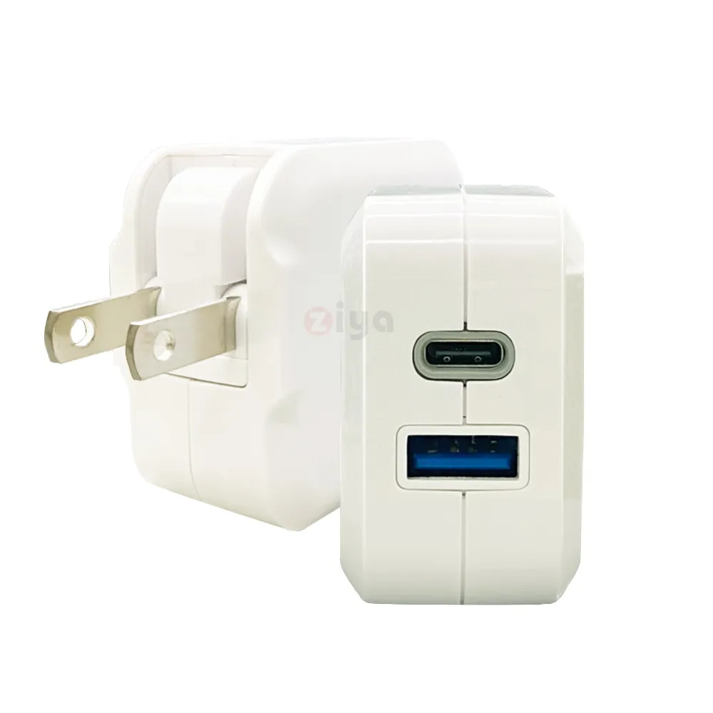 【ZIYA】USB 充電器/變壓器 20W 5V3A輸出 支援QC/PD(雙孔 智能動力款)