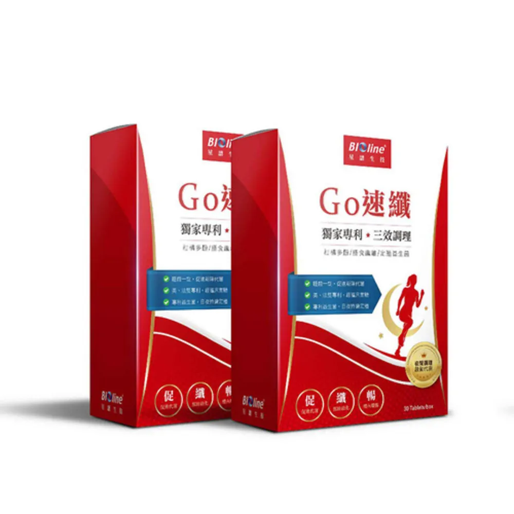 【Bioline 星譜生技】GO速纖｜穩控加速代謝錠2盒(30顆/盒〕〔檸檬多酚、植萃酵素、膳食纖維、定殖益生菌)