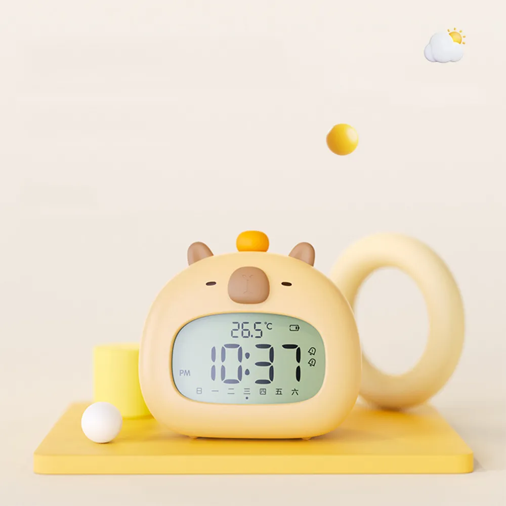 【西格傢飾】卡皮巴拉鬧鐘(水豚 電子鐘 大數字時鐘 交換禮物 禮物 開學必備)