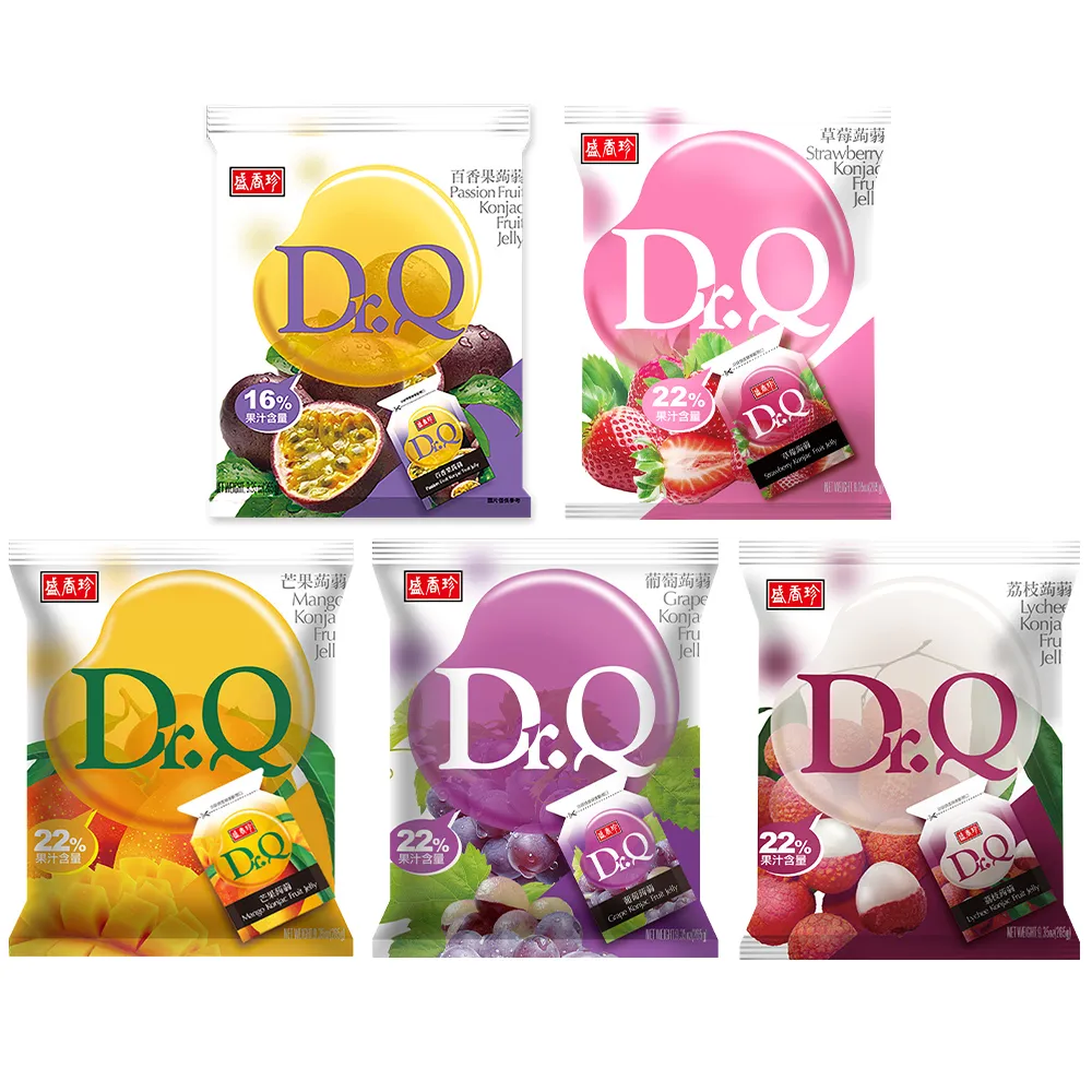 【盛香珍】Dr.Q蒟蒻果凍265g/包(內約14入-葡萄/草莓/芒果/百香果/荔枝)-口味任選2包 中元普渡/拜拜/澎派