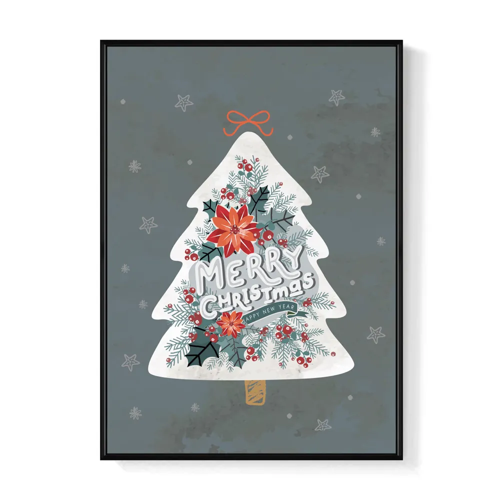 【菠蘿選畫所】凝聚人心的聖誕樹 - 42x60cm(白雪聖誕樹裝飾畫/小孩房掛畫/暖心送禮)