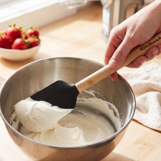 【KitchenAid】美國 不沾鍋竹柄矽膠刮刀 墨黑30cm / 攪拌刮刀 奶油刮刀 抹刀