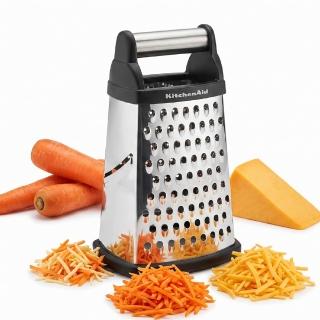 【KitchenAid】美國 收納盒+4in1止滑筒形刨刀 黑26cm / 刨絲刀 切絲器 刨絲器