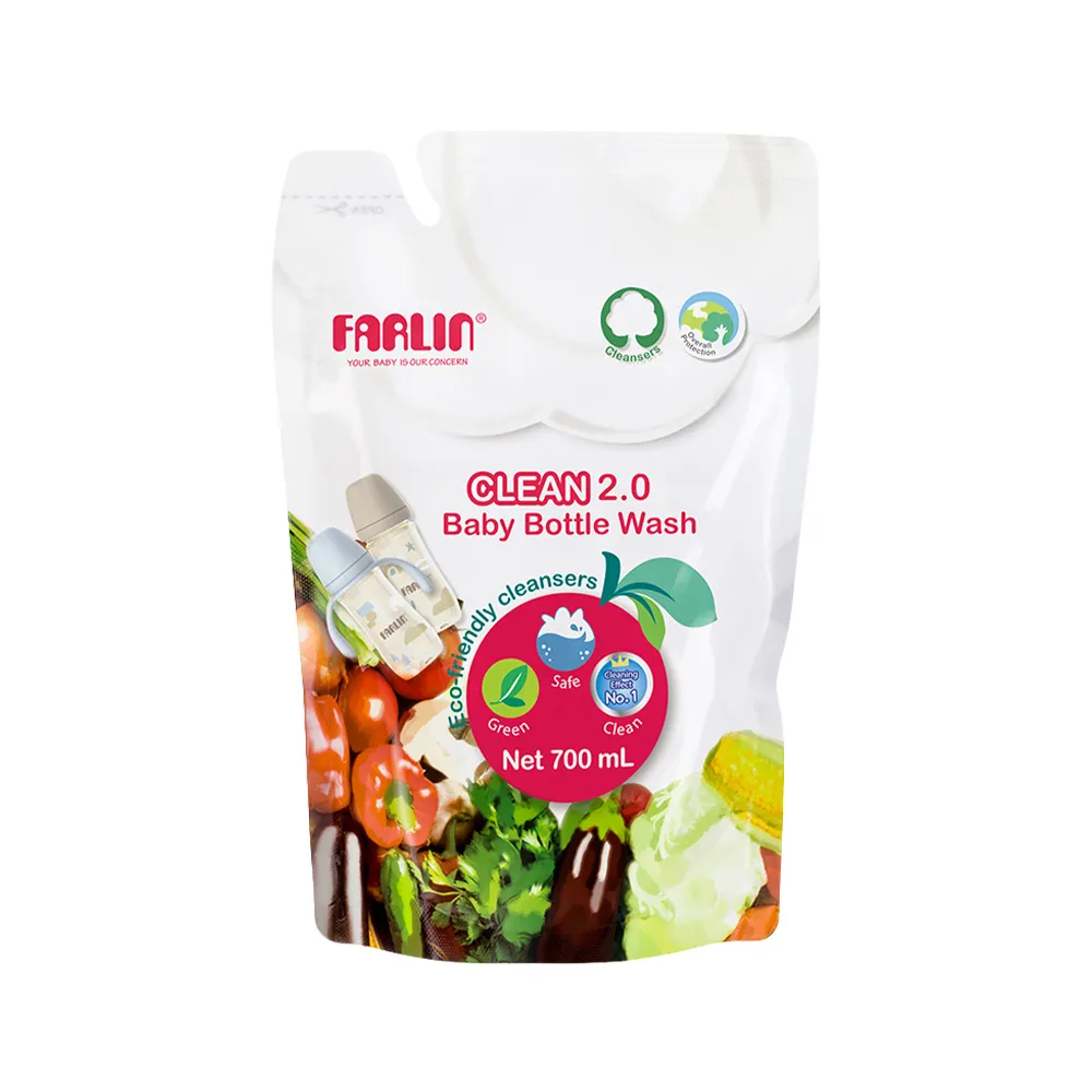 【Farlin】EcoClean 植物性奶瓶蔬果清潔劑-補充包700ml(液態/慕斯通用)