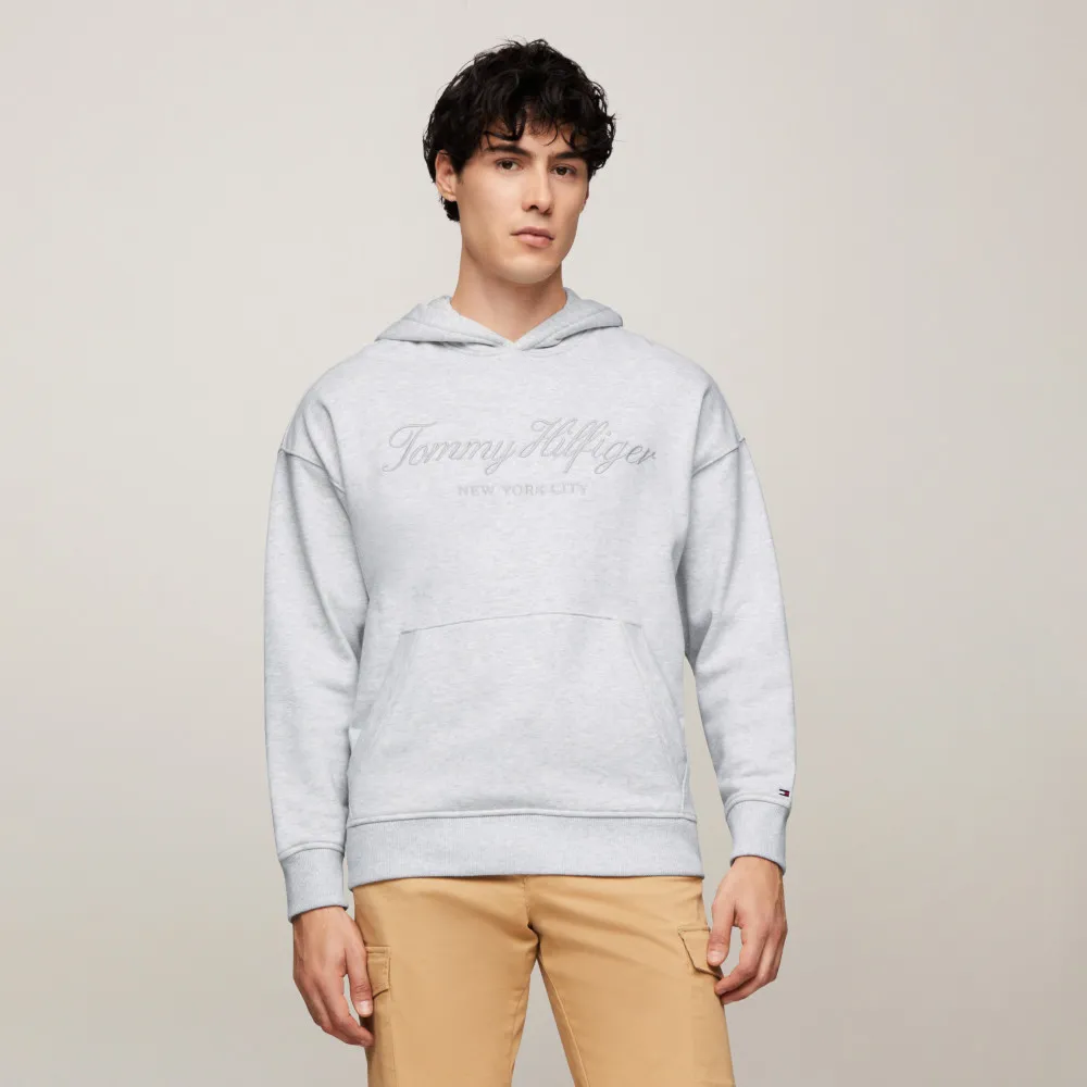【TOMMY HILFIGER】官方旗艦館 寬鬆Logo帽T_灰色