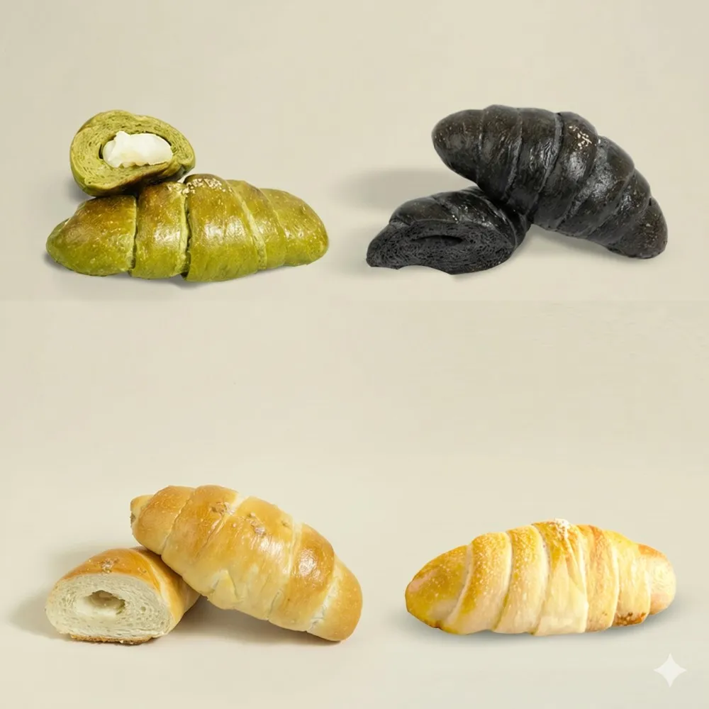 【BAKER 胖大師】鹽可頌麵包-8入任選 天皇抹茶紅豆麻糬/鐵觀音/黑松露/原味 蛋奶素可食 海鹽奶油捲