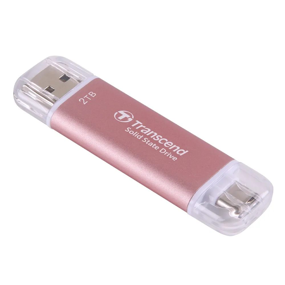 【Transcend 創見】ESD310P 2TB USB3.2 雙介面 外接SSD行動固態硬碟-櫻花粉(TS2TESD310P)