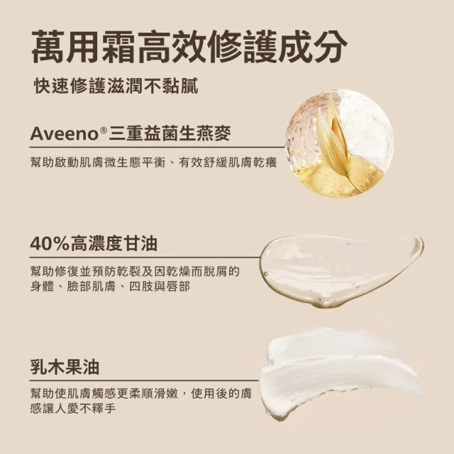 【Aveeno 艾惟諾】超值3入-燕麥高效舒緩萬用霜75ml