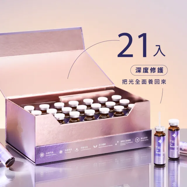 【TIKO 提刻】鳳小岳代言推薦三胜肽光泌賦活飲(20ml/入)共21入-素顏小光瓶禮盒組
