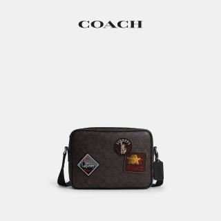 【COACH】蔻馳官方直營 COLTON 25 經典 SIGNATURE 貼飾斜背手袋 斜背包-SV/核桃棕色/黑色(CFP97)