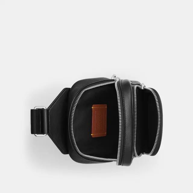 【COACH】蔻馳官方直營 RACER 經典 SIGNATURE 貼飾單肩手袋 單肩包-SV/核桃棕色/黑色(CGA43)
