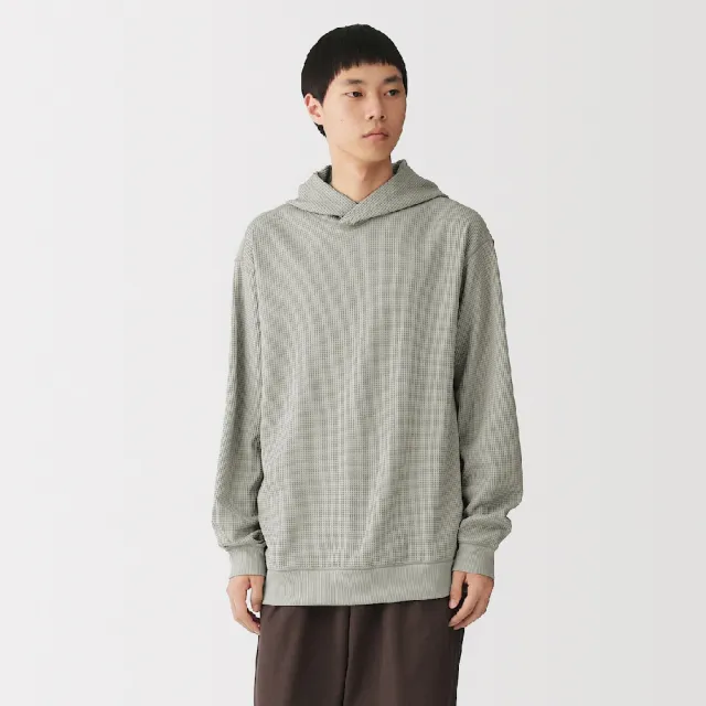 【MUJI 無印良品】男鬆餅紋連帽上衣(柔白/淺灰/黑色/深摩卡棕)
