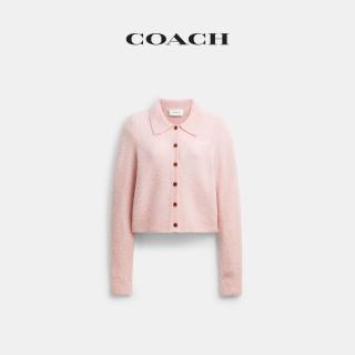 【COACH】蔻馳官方直營 刺繡短版針織衫-淺粉色(CFF00)