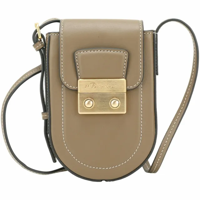 【3.1 Phillip Lim】Pashli Kit 明線牛皮 斜背卡片夾手機包(棕綠色 小眾 設計師精品)