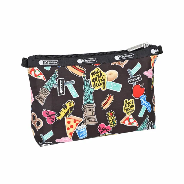 【Lesportsac】Cosmetic Clutch 雙層拉鍊化妝包 收納袋 盥洗包 女包(紐約城市)