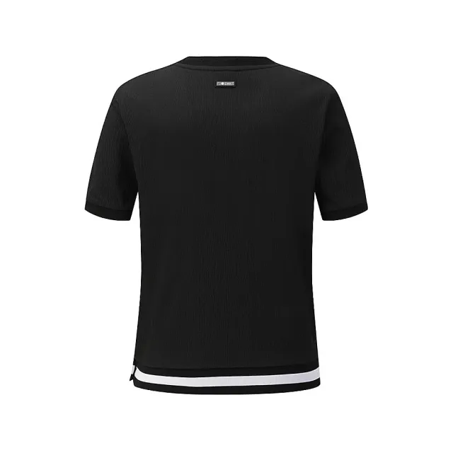 【DESCENTE】GOLF 迪桑特 CREPE ROUND-NECK 女款 高爾夫圓領上衣 涼感快乾 透氣 短袖T恤 運動上衣 黑色