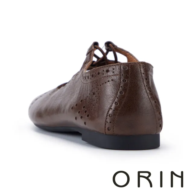 【ORIN】打蠟羊皮復古雕花綁帶牛津鞋 咖啡