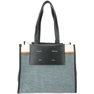 【Proenza Schouler】PS1 Morris L 撞色拼接帆布 肩背托特包(黑x牛仔藍 通勤包 LOEWE設計總監品牌)