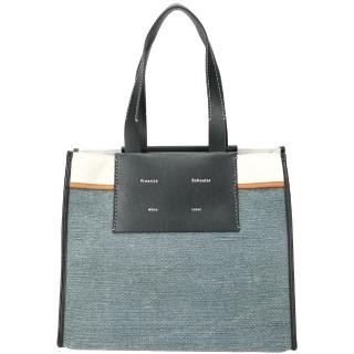 【Proenza Schouler】PS1 Morris XL 撞色拼接帆布 肩背托特包(黑x牛仔藍 通勤包 LOEWE設計總監品牌)