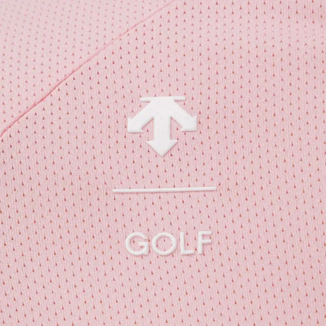 【DESCENTE】GOLF 迪桑特 AIRMESH 女款 高爾夫翻領上衣 透氣 短袖POLO衫 短袖上衣 運動上衣(黑色/粉色)