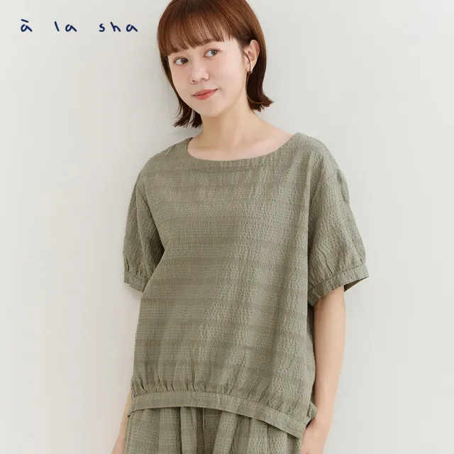【a la sha】泡泡條紋造型上衣