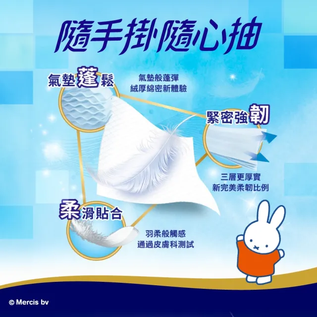 【TEMPO】Miffy限量版 隨掛隨抽奢羽3層衛生紙180抽(10包/箱)
