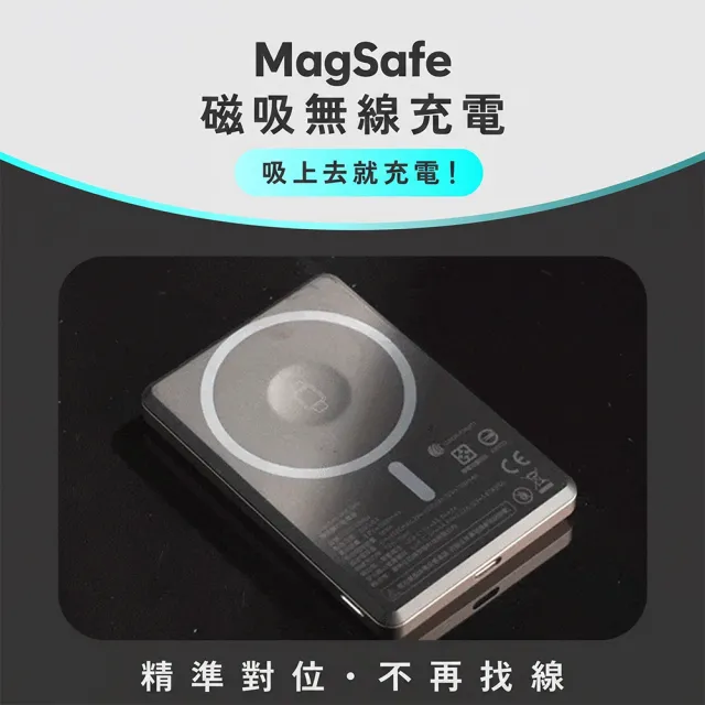 【REAICE】QV safe 類固態行動電源-5000mAh(可上飛機/超薄磁吸/MagSafe/AirPods/Watch)