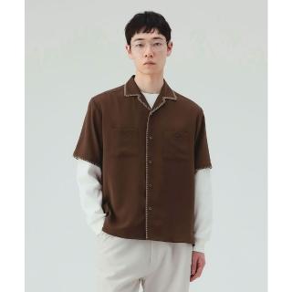 【BEAMS】官方旗艦館 BEAMS HEART / 男裝 毛邊縫 開領 短袖 襯衫
