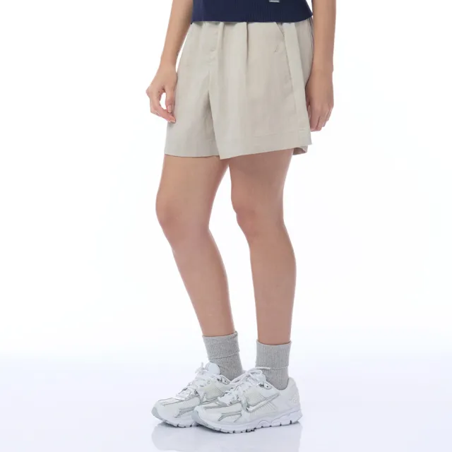 【NAUTICA】官方旗艦 女裝 高腰打褶休閒短褲-卡其色
