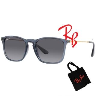 【RayBan 雷朋】亞洲版 輕量款偏光太陽眼鏡 RB4187F 6592/T3 透藍灰框偏光鏡片 公司貨(搭贈RAY BAN托特包)